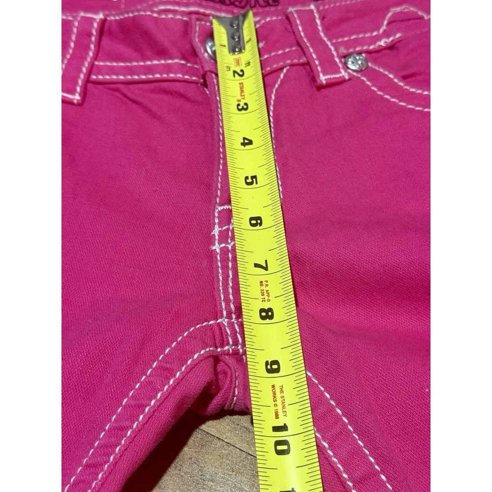 Vintage Miss Me Pink Capri Jeans Women 29 Wing Cross Embellished Y2K Cropped - Picture 8 of 11